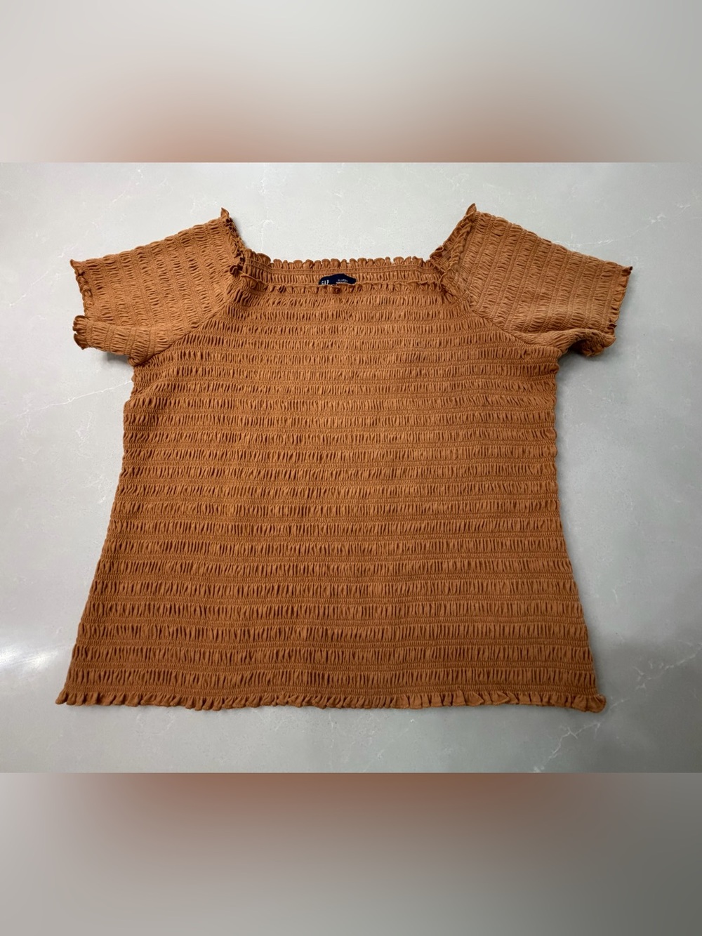 GAP Terra Cotta Smocked Off-The-Shoulder Top Size XL